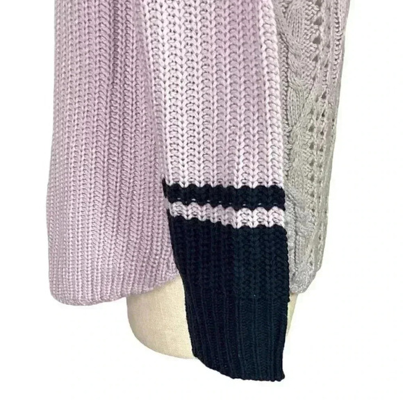 Modcloth Womens S Open Cable Chunky Knit Cowl Sweater Purple Blue Acrylic LS - Picture 4 of 7